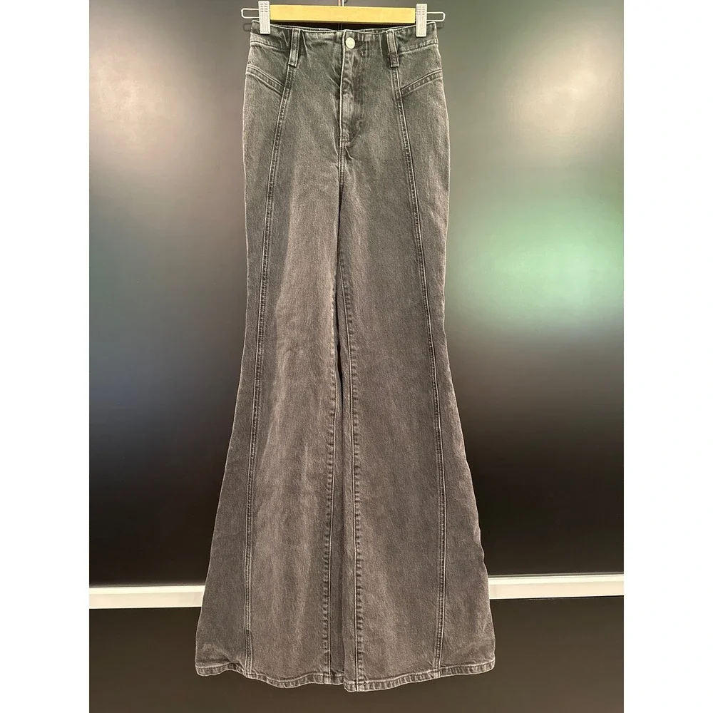 Free‎ People We The Free Libre Wide-Leg Jeans Faded Black High Rise Flare 25